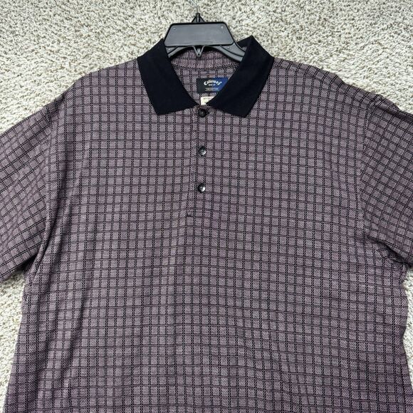 Vintage 90s Callaway Polo Shirt Men's Medium Red AOP Diamond Pattern Cotton Y2K - Picture 3 of 16